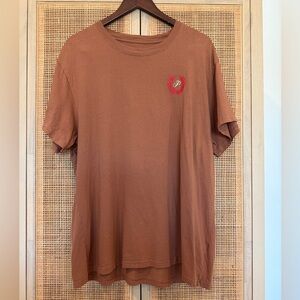 Victoria’s Secret PINK Oversized Brown Tee with Red Emblem, XL, NWOT